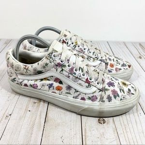 Vans White Floral Canvas Lace-up Sneaker 9.5